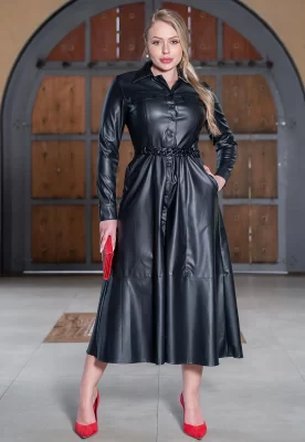 vestido de couro preto